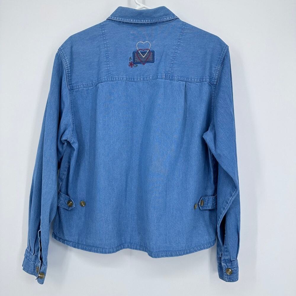 Christopher Banks Shirt Womens LARGE Vintage Embroidered Heart Country Grandma - Picture 8 of 10